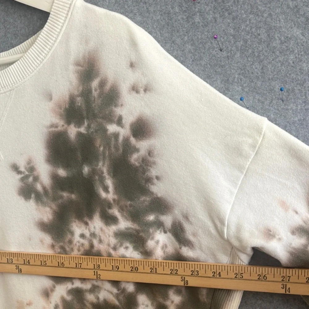 Lucky Brand  Tie-Dye Loose Fit Tunic Sweatshirt S Whiteish Tie Dye Green Taupe - Picture 9 of 13